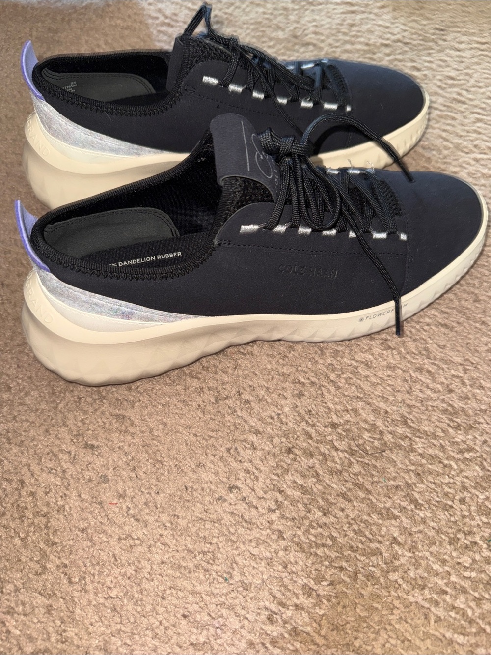 Cole Haan Black Sneakers with Cream Sole and Lilac Heel Tab - Picture 4 of 8